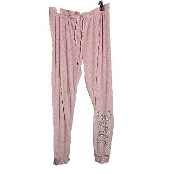 Juicy Couture Pink Leopard Drawstring Rhinestone Sweatpants Womans Size Medium - Picture 1 of 5